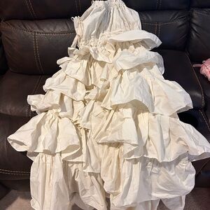 Elegant Cream Ruffle Dress